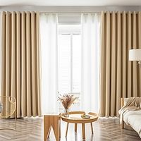Beige Full Shade Curtain Panels,1 Panel Energy Smart  Noise Blocking Out Blackout Drapes for Dining Room Window, Thermal Insulated Guest Room Lined Window Dressing Lightinthebox - thumbnail