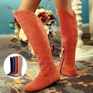 Women's Boots Biker boots Platform Boots Plus Size Party Outdoor Office Knee High Boots Summer Winter Flat Heel Round Toe Elegant Casual Minimalism Suede Black Blue Orange miniinthebox