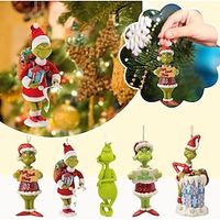 5pcsset Christmas Tree Grinch Hanging Decorations Xmas Ornament 2023 New 2D Acrylic Crafts Hanging Ornament New Year Festive Party Supplies Room Hanging Decor for Grinch Lover Winter Gifts Lightinthebox - thumbnail