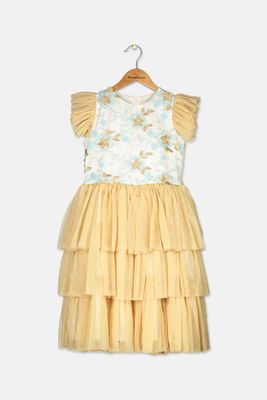 Kids Girls Embroidered Casual Dress Gold Combo Kids Girls Embroidered Casual Dress Gold Combo