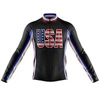 21Grams Men's Long Sleeve Cycling Jersey Spandex Polyester Black USA National Flag Bike Jersey Top Mountain Bike MTB Road Bike Cycling Quick Dry Moisture Wicking Breathable Sports Clothing Apparel Lightinthebox - thumbnail