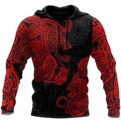 Inspired by Vikings Warriors Viking Tattoo Hoodie Cartoon Manga Anime Front Pocket Graphic Hoodie For Men's Women's Unisex Adults' 3D Print 100% Polyester Casual Daily Lightinthebox