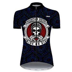 21Grams Women's Short Sleeve Cycling Jersey Summer Nylon Polyester BlackWhite Sugar Skull Solid Color Skull Bike Jersey Top Mountain Bike MTB Road Bike Cycling Ultraviolet Resistant Quick Dry miniinthebox
