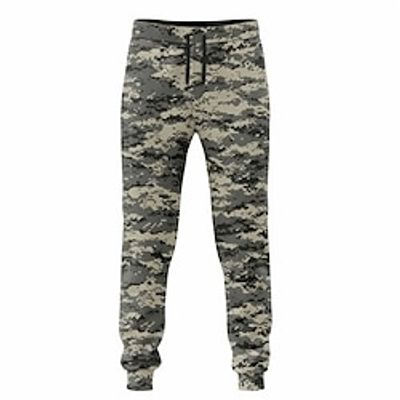 Camouflage Camo  Camouflage Warm Casual Men's 3D Print Fleece Pants Sweatpants Joggers Outdoor Street Casual Daily Polyester Fleece Lined Dark Green Green S M L Mid Waist Elasticity Pants Lightinthebox