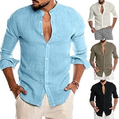 Men's Hiking Tee shirt Hiking Shirt / Button Down Shirts Top Outdoor Breathable Quick Dry Lightweight Comfortable Spring Summer Light Blue Green White Fishing Climbing Beach miniinthebox