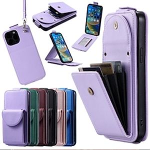Phone Case For iPhone 15 Pro Max Plus iPhone 14 13 12 11 Pro Max Mini SE X XR XS Max 8 7 Plus Back Cover Wallet Case with Stand Holder Magnetic with Lanyard Retro TPU PU Leather miniinthebox