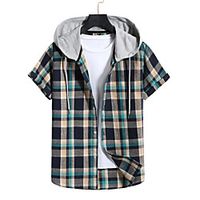 Men's Shirt Lattice Short Sleeve Casual Tops Casual Black / Gray miniinthebox - thumbnail
