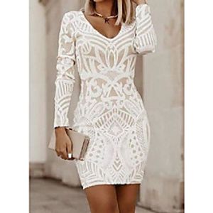 Women's A Line Dress Knee Length Dress White Black Long Sleeve Solid Color Spring Summer Casual  Daily 2021 S M L XL XXL XXXL Lightinthebox