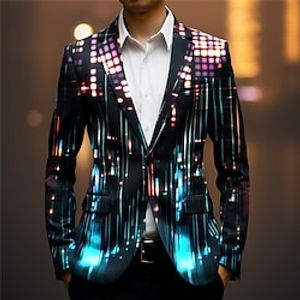 Colorful Business Artistic Men's Coat Blazer Work Wear to work Going out Fall  Winter Turndown Long Sleeve Red Blue S M L Polyester Weaving Jacket Lightinthebox