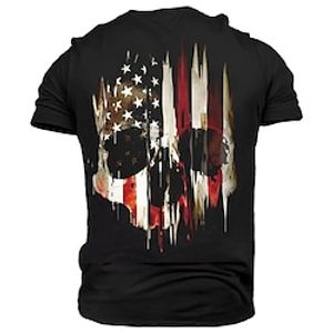 Men's T shirt 3D Print Graphic Flag Crew Neck Street Casual Print Short Sleeve Tops Basic Fashion Classic Comfortable Black Lightinthebox