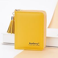 Women's Wallet Credit Card Holder Wallet PU Leather Office Daily Solid Color Wine Black Yellow miniinthebox