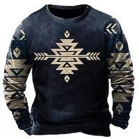 Men's Sweatshirt Pullover Navy Blue Crew Neck Color Block Graphic Prints Print Daily Sports Holiday 3D Print Basic Boho Streetwear Spring   Fall Clothing Apparel Hoodies Sweatshirts  Lightinthebox - thumbnail