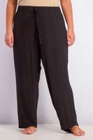 Womens Plus Size Ribbed Knit Pajama Pants  Classic Black - thumbnail