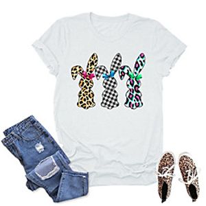 Women's T shirt Graphic Animal Print Round Neck Tops Cotton Basic Basic Top Olive green (color picture) Light gray (color picture) Dark gray (color picture) miniinthebox