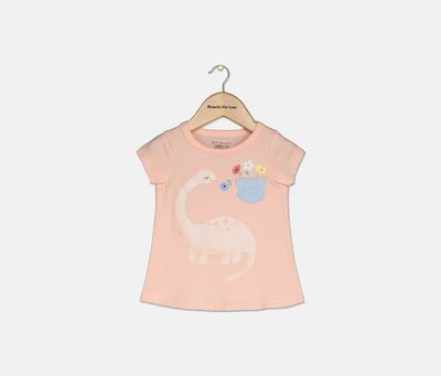 Baby Girls Dinosaur-Print Cotton T-Shirt Whipped Berry Baby Girls Dinosaur-Print Cotton T-Shirt Whipped Berry