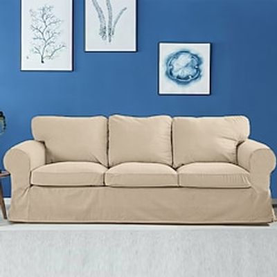 Ektorp 3 Seat Sofa Cover, Ektorp Couch Cover with 3 Cushion Cover and 3 Backrest Cover, Ektorp Slipcover Washable Furniture Protector miniinthebox
