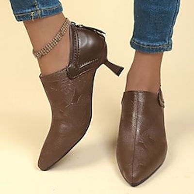 Women's Heels Pumps Comfort Shoes Work Daily Kitten Heel Pointed Toe Elegant Vintage Casual Faux Leather Dark Brown Black miniinthebox Women's Heels Pumps Comfort Shoes Work Daily Kitten Heel Pointed Toe Elegant Vintage Casual Faux Leather Dark Brown Black miniinthebox