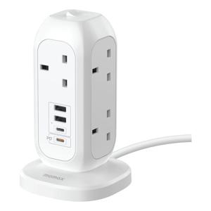 Momax OnePlug 7-Outlet Power Strip With USB - White