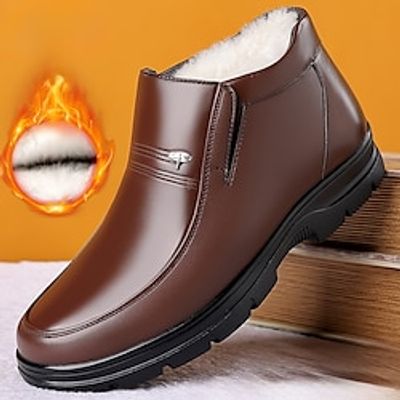 Men's Boots Retro Dress Shoes Winter Boots Walking Casual Daily Leather Comfortable Booties / Ankle Boots Loafer Black Brown Spring Fall miniinthebox