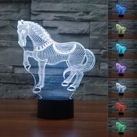 3D Animal Nightlights Horse Zebra Night Light 7 Color Change LED Table Lamp Gift