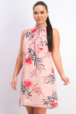 Womens Halter Floral Dress Light Peach Womens Halter Floral Dress Light Peach