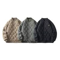 Men's Sports Puffer Jacket Bomber Jacket Pocket Long Sleeve Outerwear Athletic Athleisure Winter Thermal Warm Windproof Soft Fitness Running Jogging Sportswear Activewear Solid Colored Green Khaki Lightinthebox - thumbnail