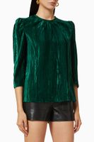 Padded Shoulder Blouse in Crushed Velvet - thumbnail