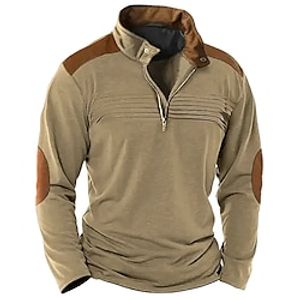 Men's Tee Top Color Block Standing Collar Street Vacation Long Sleeve Clothing Apparel Fashion Designer Basic Lightinthebox
