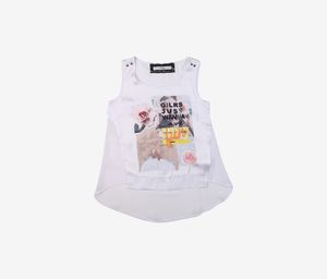 Kids Girls Graphic Print Top  White