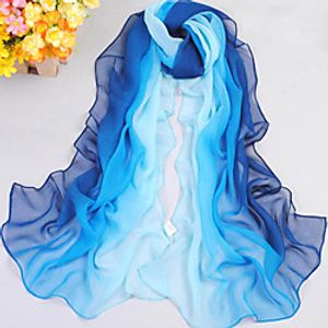 Women's Casual Chiffon Rectangle Scarf - Color Block / All Seasons miniinthebox