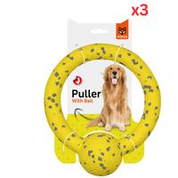Fofos Durable Puller With Ball Dog Toy Yellow (Pack of 3)