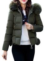 Pure Color Hooded Down Coat