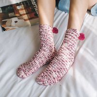 Women Cute Mixed Color Coral Velvet Socks Casual Thicken Warm Middle Tube Socks