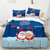 Christmas Xmas Santa Claus Bedding Set Duvet Cover Set, 10 Pieces Comforter Cover With Zipper Closure Soft Microfiber Festival Bedding Gifts Christmas Decoration For Home Lightinthebox - thumbnail