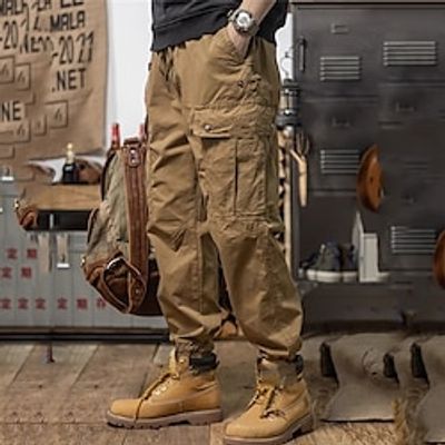 Men's Cargo Pants Cargo Trousers Joggers Techwear Drawstring Elastic Waist Multi Pocket Plain Comfort Wearable Casual Daily Holiday Sports Fashion Black Khaki Lightinthebox Men's Cargo Pants Cargo Trousers Joggers Techwear Drawstring Elastic Waist Multi Pocket Plain Comfort Wearable Casual Daily Holiday Sports Fashion Black Khaki Lightinthebox