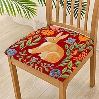 Rabbit Dining Chair Cover Stretch Chair Seat Slipcover Elastic Chair Protector For Dinning Party Hotel Wedding Soft Removable Washable 48x48cm19''x19'' Lightinthebox