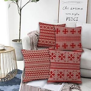 Christmas Double Side Throw Pillow Cover 4PC Soft Decorative Square Cushion Case Pillowcase for Bedroom Livingroom Sofa Couch Chair Superior Quality Machine Washable Lightinthebox