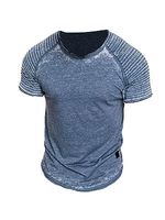 Men's Casual Pleated Round Neck Short Sleeve T-Shirt