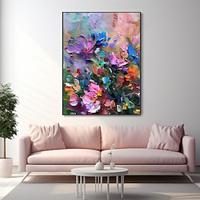 Canvas Colorful Floral Texture Art Abstract Flower Landscape Oil Painting Modern Chic Wall Decor Hand Painted Scenery Decorative Gift (No Frame) Lightinthebox