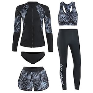 Women's Rashguard Swimsuit Spandex Swimwear Bathing Suit UV Sun Protection UPF50 Breathable Full Body 5-Piece - Swimming Surfing Water Sports Autumn / Fall Spring Summer / Quick Dry / Quick Dry miniinthebox