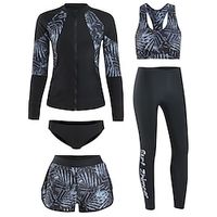 Women's Rashguard Swimsuit Spandex Swimwear Bathing Suit UV Sun Protection UPF50 Breathable Full Body 5-Piece - Swimming Surfing Water Sports Autumn / Fall Spring Summer / Quick Dry / Quick Dry miniinthebox - thumbnail