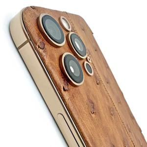 Merlin Craft Customized iPhone 16 Pro Max 512GB, Brown Leather Ostrich Gold