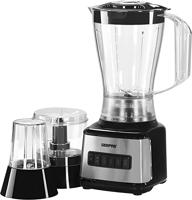 Geepas 500W 3 In 1 Stainless Steel Blender - 8 Speed Control , 1.5L Plastic Jar, 4 Sharp Blades & 2 Blending Preset Juicer- Mill & Chopping Blender-(Black/Silver)-(GSB44017)