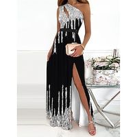 Women's Prom Dress Party Dress Wedding Guest Dress Long Dress Maxi Dress Silver Pink Blue Sleeveless Ombre Split Summer Spring Fall One Shoulder Fashion Evening Party Wedding Guest Vacation 2023 S M Lightinthebox - thumbnail