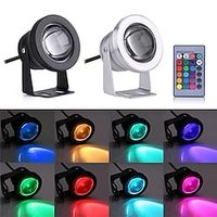 Pond Fountain Light RGB LED Underwater Pool Spotlight with Remote Control 10W Color Changing LED Dimmable 12V for Pool Lighting miniinthebox - thumbnail