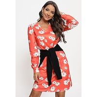 Floral Print Mutton Sleeve Dress miniinthebox - thumbnail