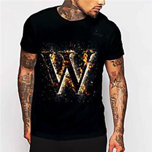 Men's Unisex Tee T shirt Shirt 3D Print Graphic Prints Letter Print Short Sleeve Daily Tops Casual Designer Big and Tall Black miniinthebox