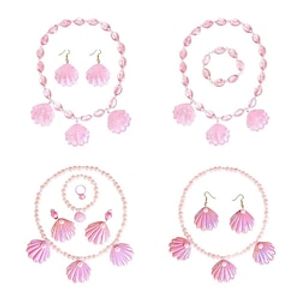 Pink Shell Necklace Earrings Bracelet Set for Women Girls Halloween Costume Cosplay Outfits Dress Up Party Accessories Summer Beach Fashion Jewelry Lightinthebox