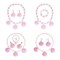 Pink Shell Necklace Earrings Bracelet Set for Women Girls Halloween Costume Cosplay Outfits Dress Up Party Accessories Summer Beach Fashion Jewelry Lightinthebox - thumbnail