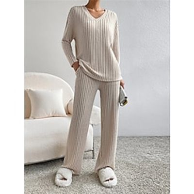 Women's Loungewear Sets Pure Color Casual Comfort Soft Home Street Daily Spandex Breathable V Wire Long Sleeve Pant Fall Winter Black Army Green Lightinthebox Women's Loungewear Sets Pure Color Casual Comfort Soft Home Street Daily Spandex Breathable V Wire Long Sleeve Pant Fall Winter Black Army Green Lightinthebox